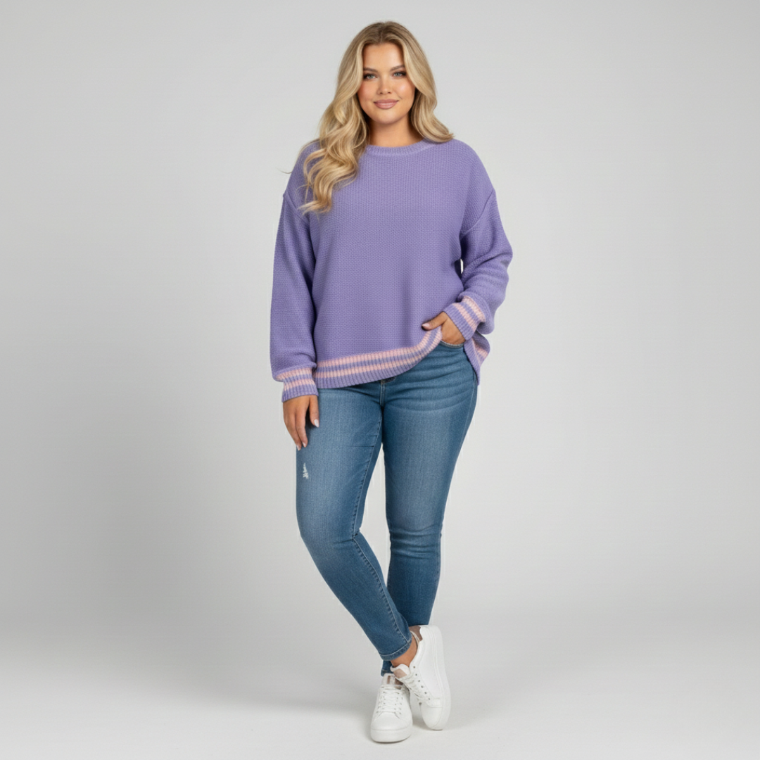 Plus Size Colorblock Knit Sweater for Women