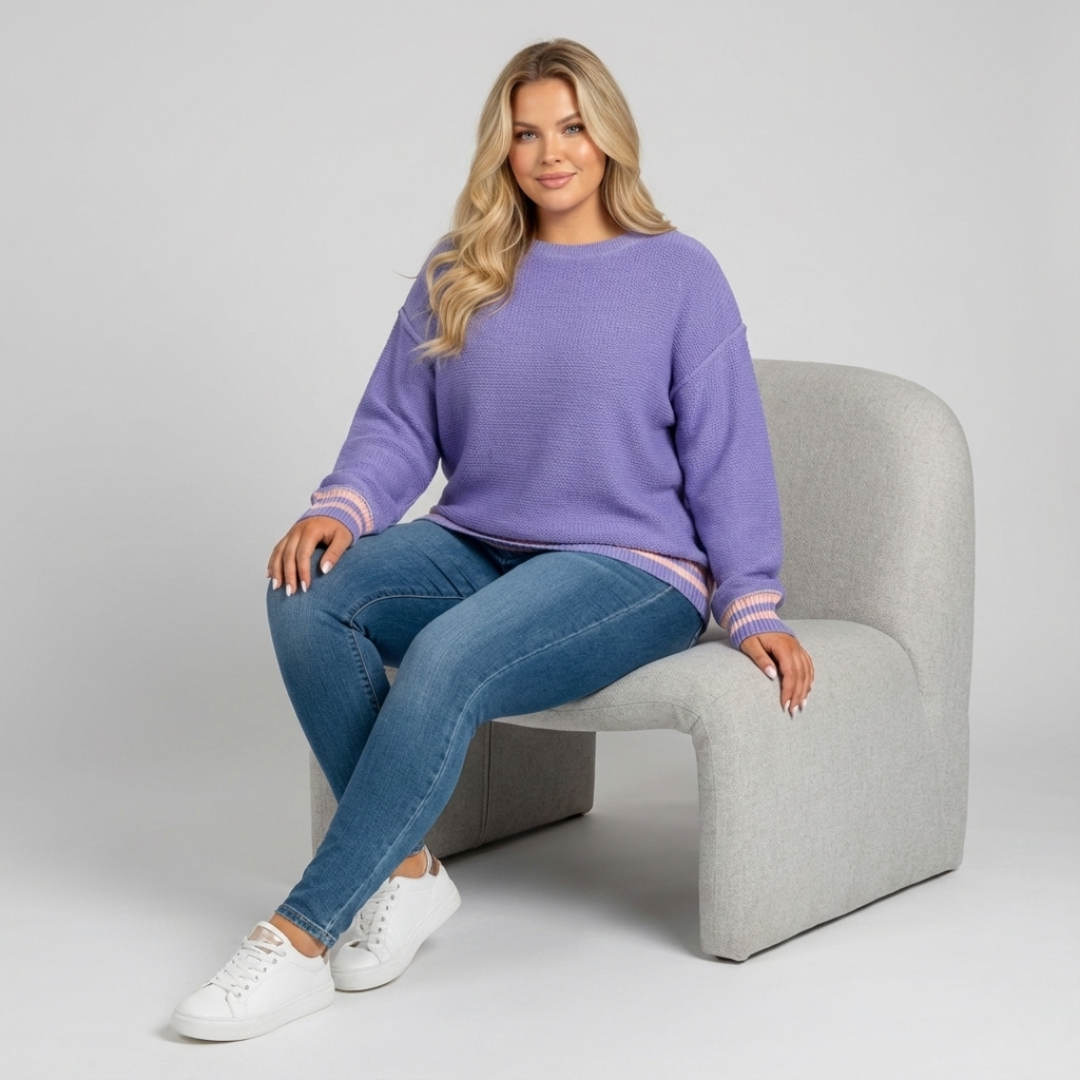 Plus Size Colorblock Knit Sweater for Women