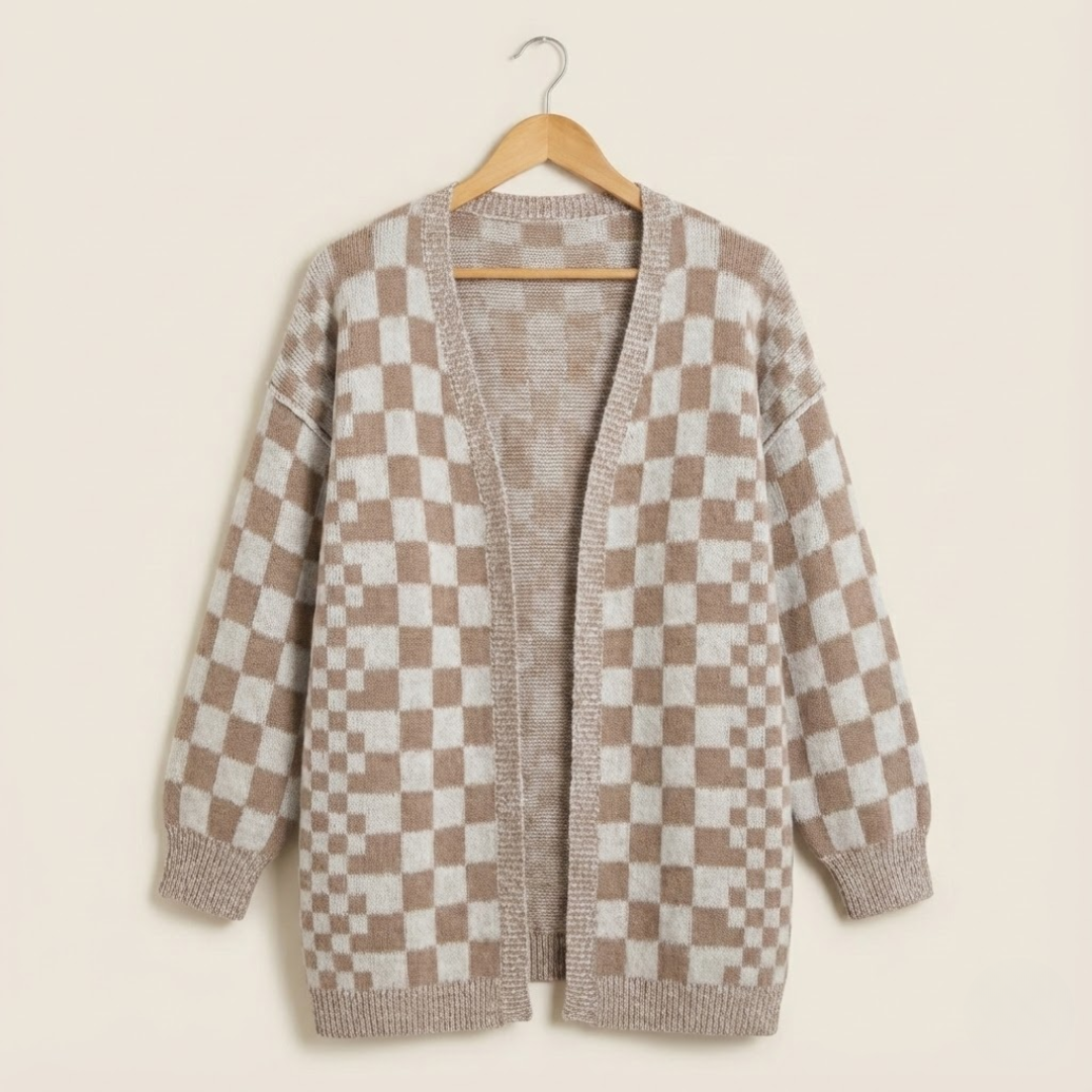 Plus Size Checkered Cardigan for Women