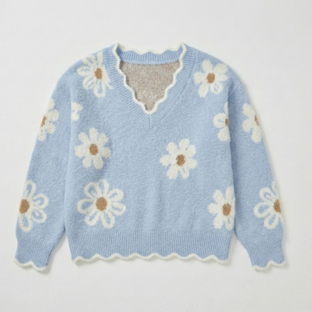 Plus Size Floral Knit Sweater for Women