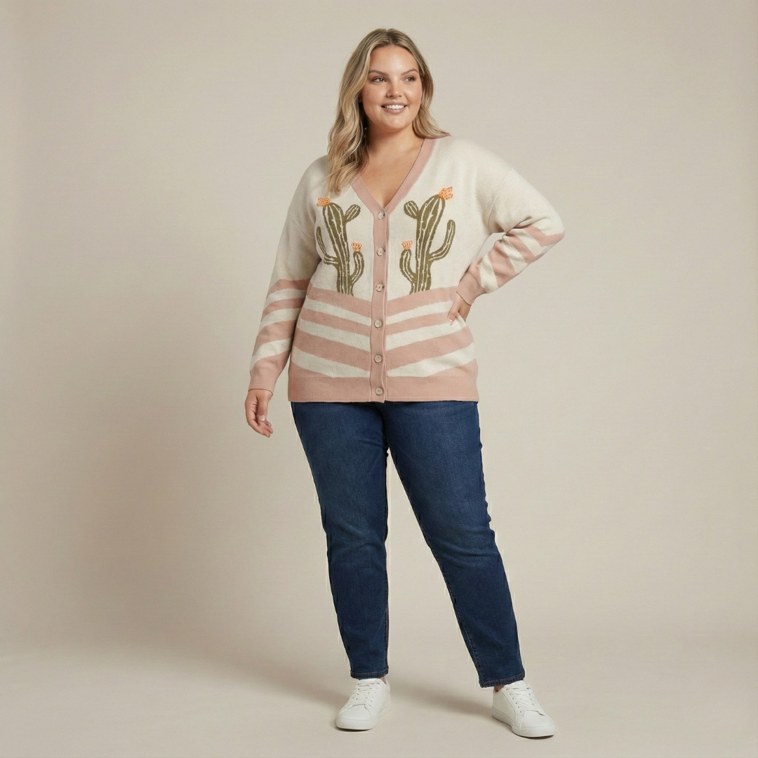 Plus Size Western Print Cardigan for Women