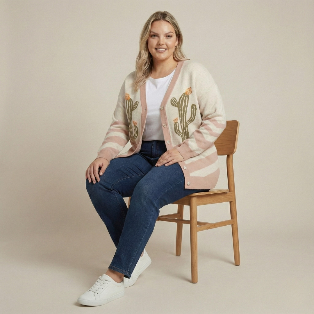 Plus Size Western Print Cardigan for Women