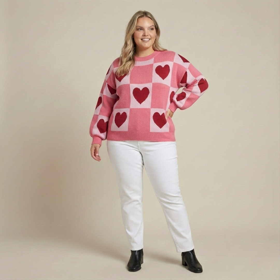 Plus Size Plaid Sweater for Women – Knit