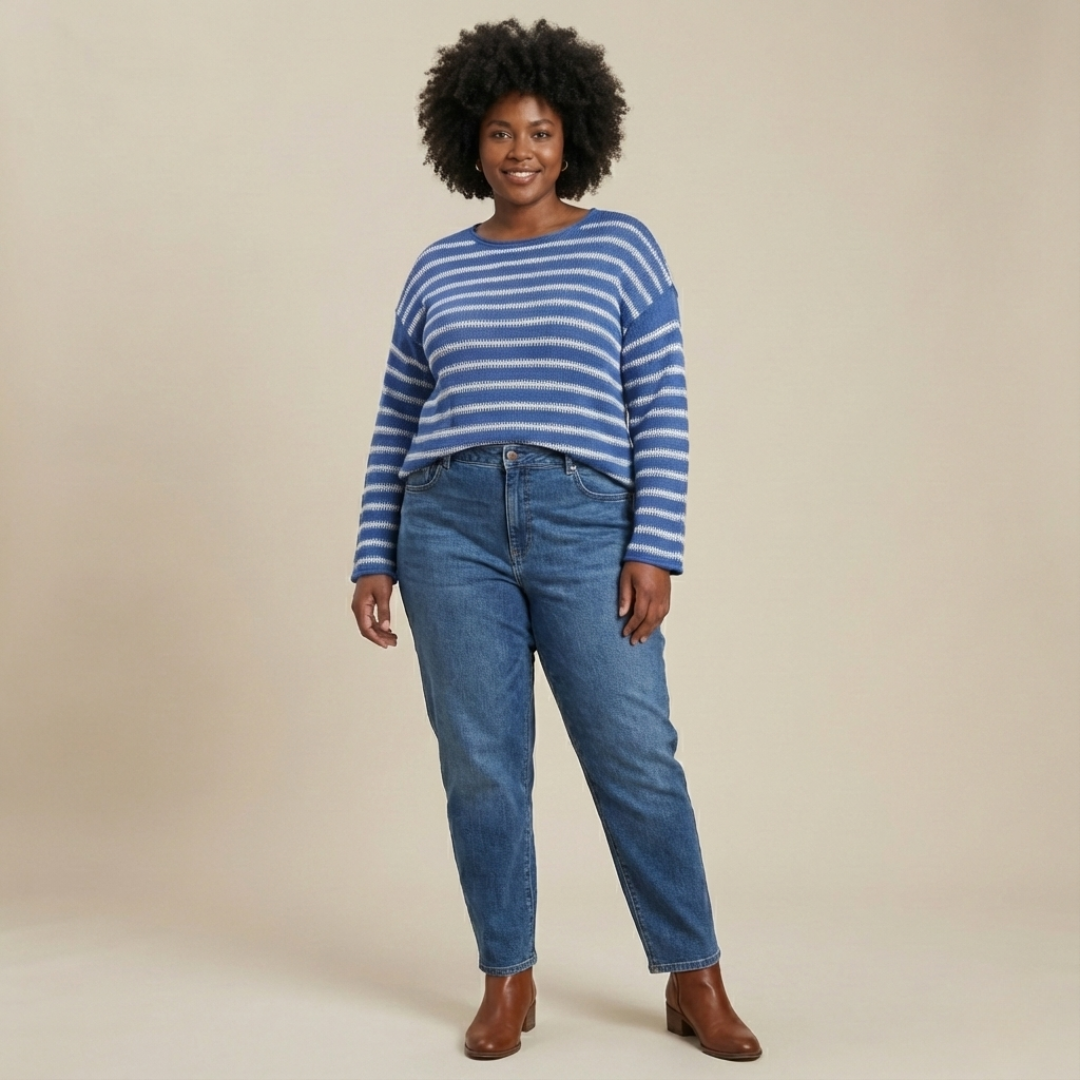 Plus Size Striped Knit Sweater for Women