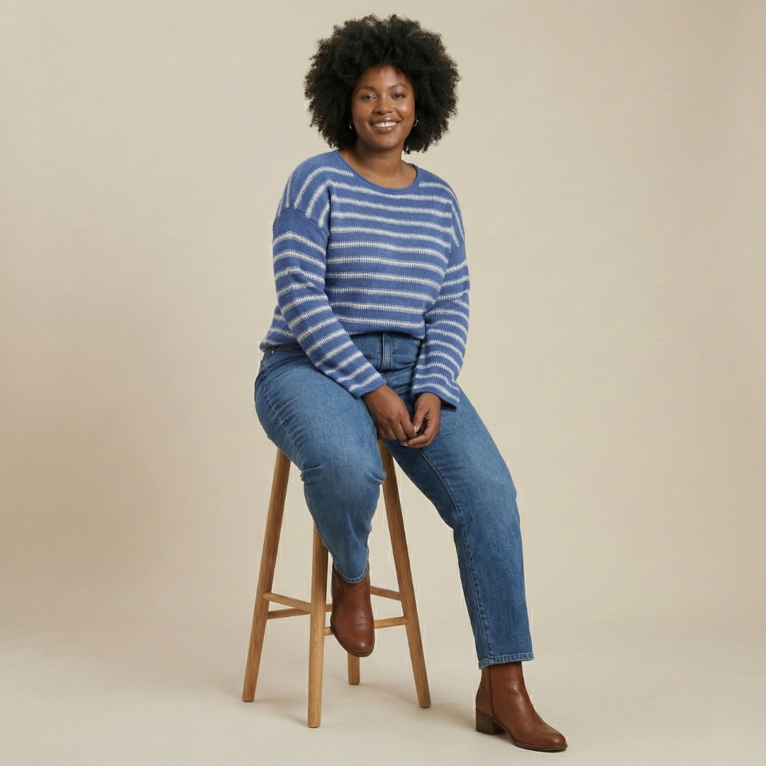 Plus Size Striped Knit Sweater for Women