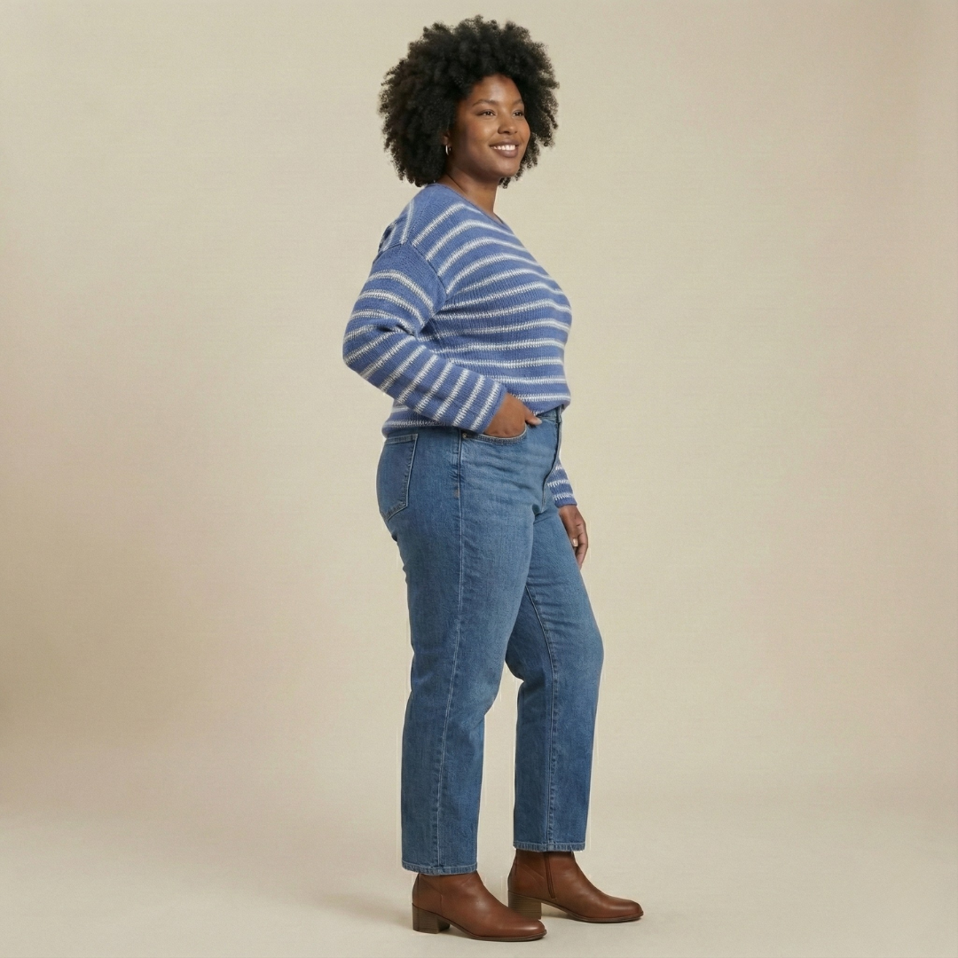 Plus Size Striped Knit Sweater for Women