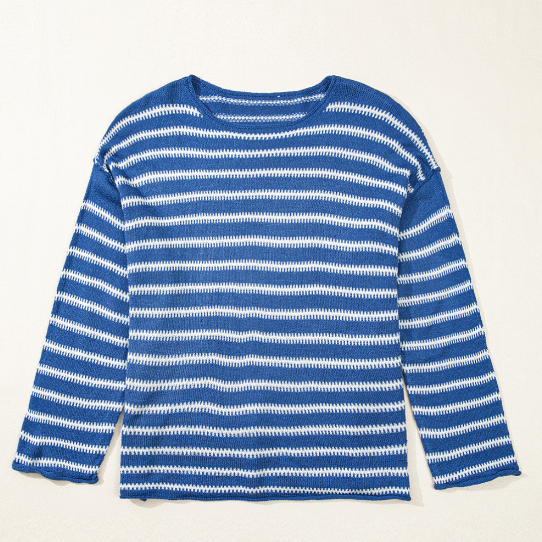 Plus Size Striped Knit Sweater for Women