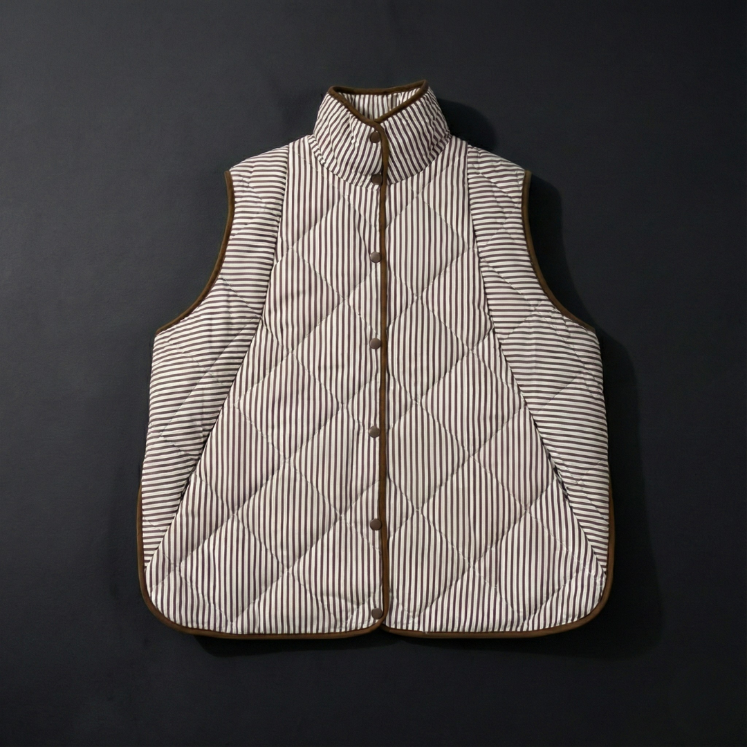 Plus Size Brown Stripe Vest for Women